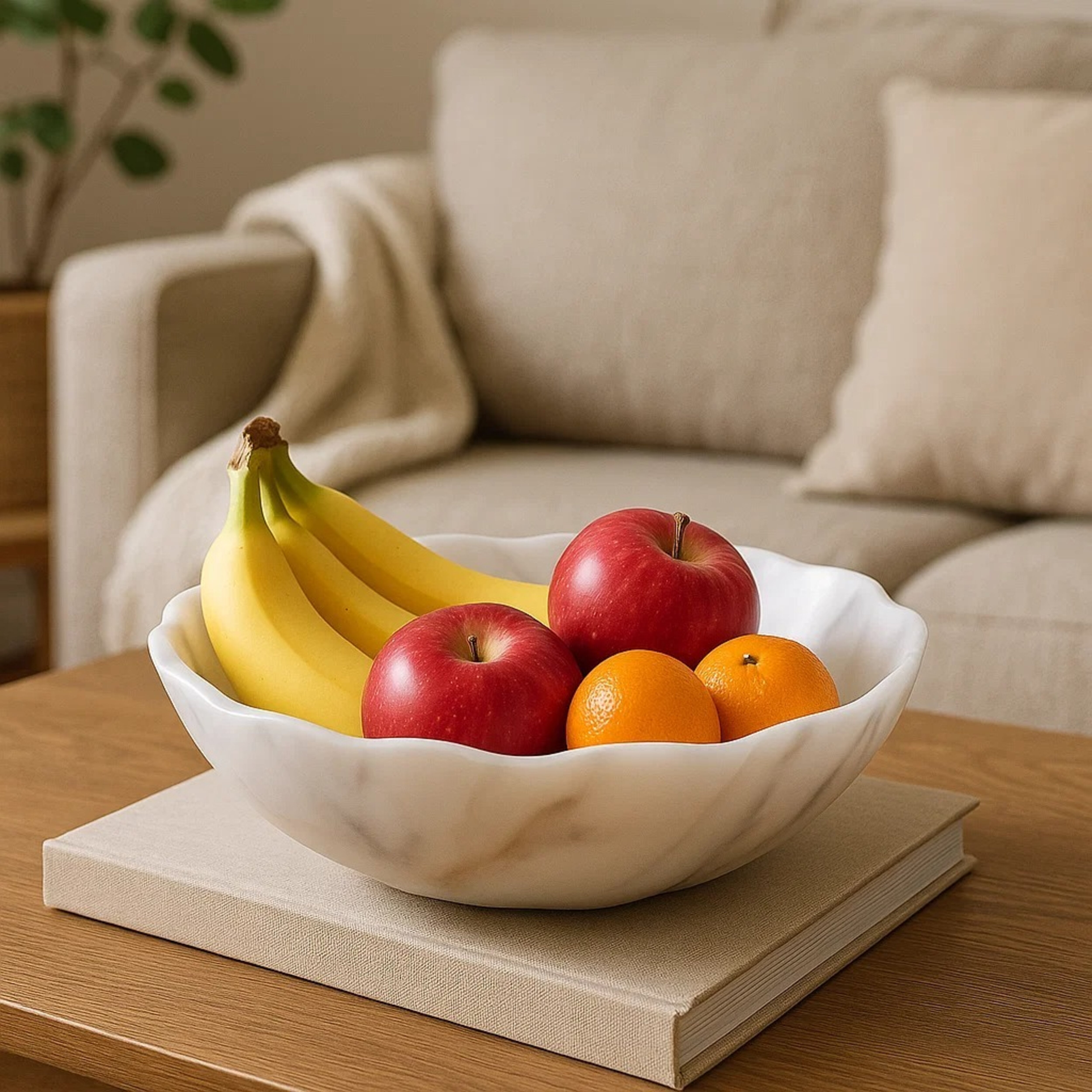 Visso White Marble Scalloped Bowl | Small